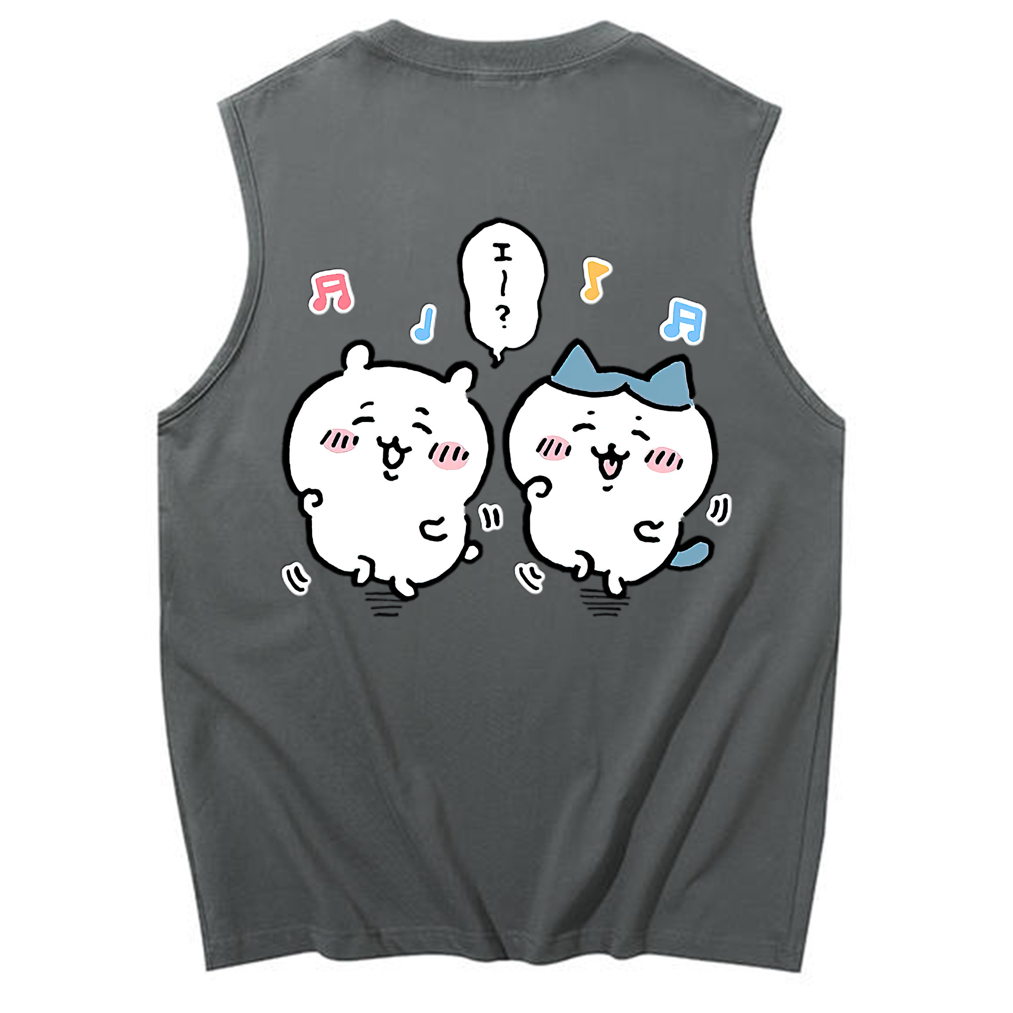 （画像用） ちいかわ ハチワレ Chii-kawa hachiware コットン100％タンクトップ（背面プリント）